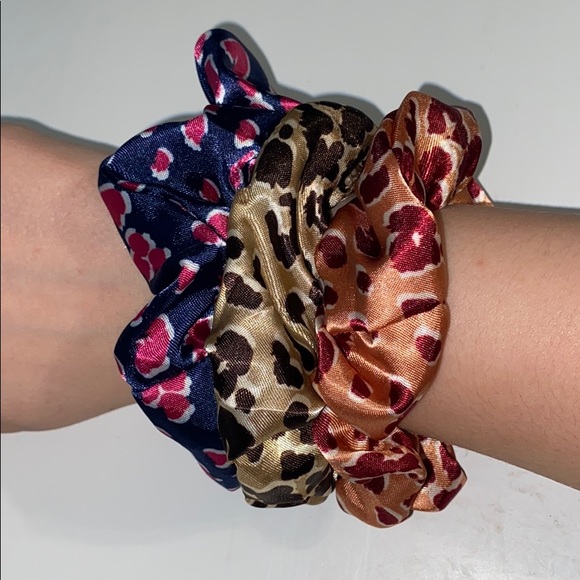 3 Animal Print Satin Scrunchies - Picture 2 of 2